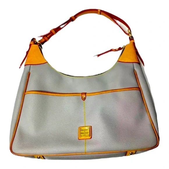 Dooney & Bourke Gray Pebble Leather Kimberly Crossbody Bag In Mint Cond Vintage - Picture 1 of 13